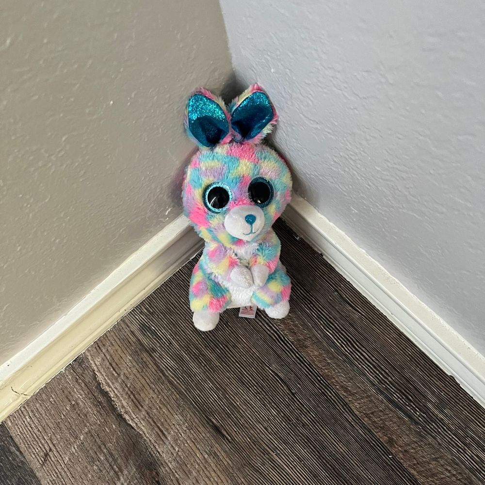 TY Beanie‎ Boo Pastel Rainbow Bunny Plush Toy with Glitter Eyes
